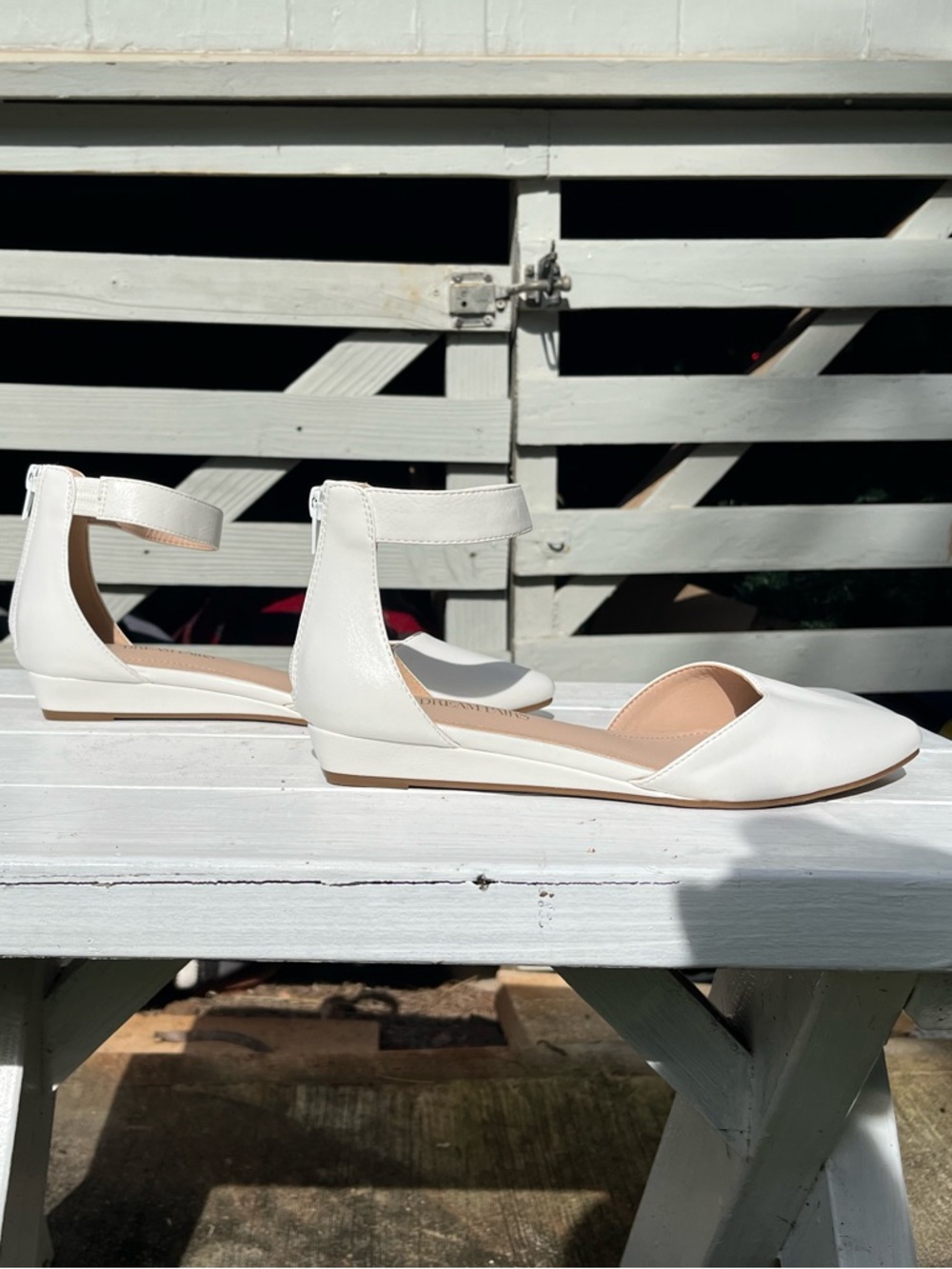 Dream Pairs White Ankle-Strap D'Orsay Flats